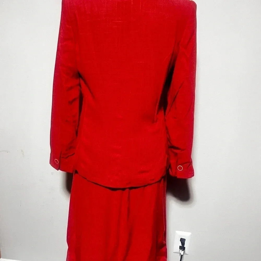 Vintage Diane Von Furstenberg Double Asymmetrical Button Orange Two Piece Suit - Picture 7 of 16